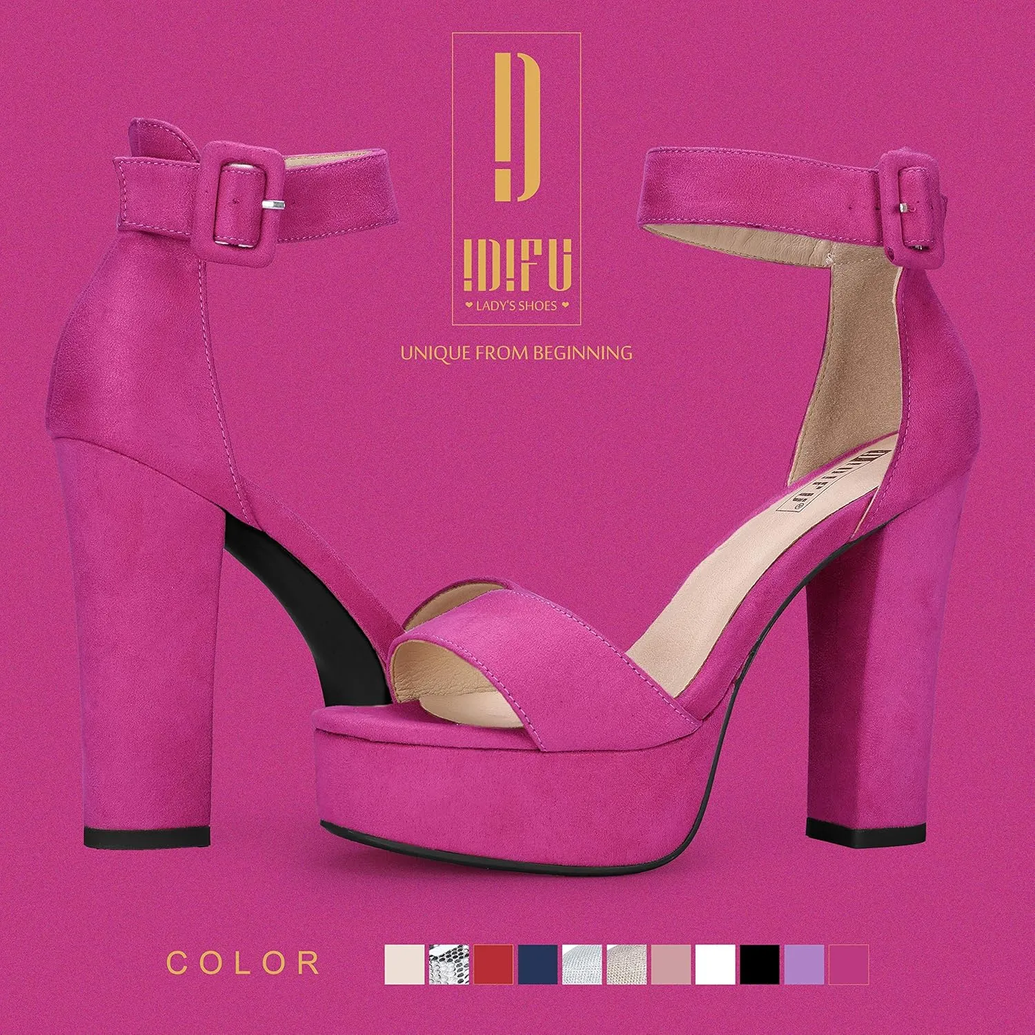 IDIFU Women's Ankle-Strap Heeled Sandal