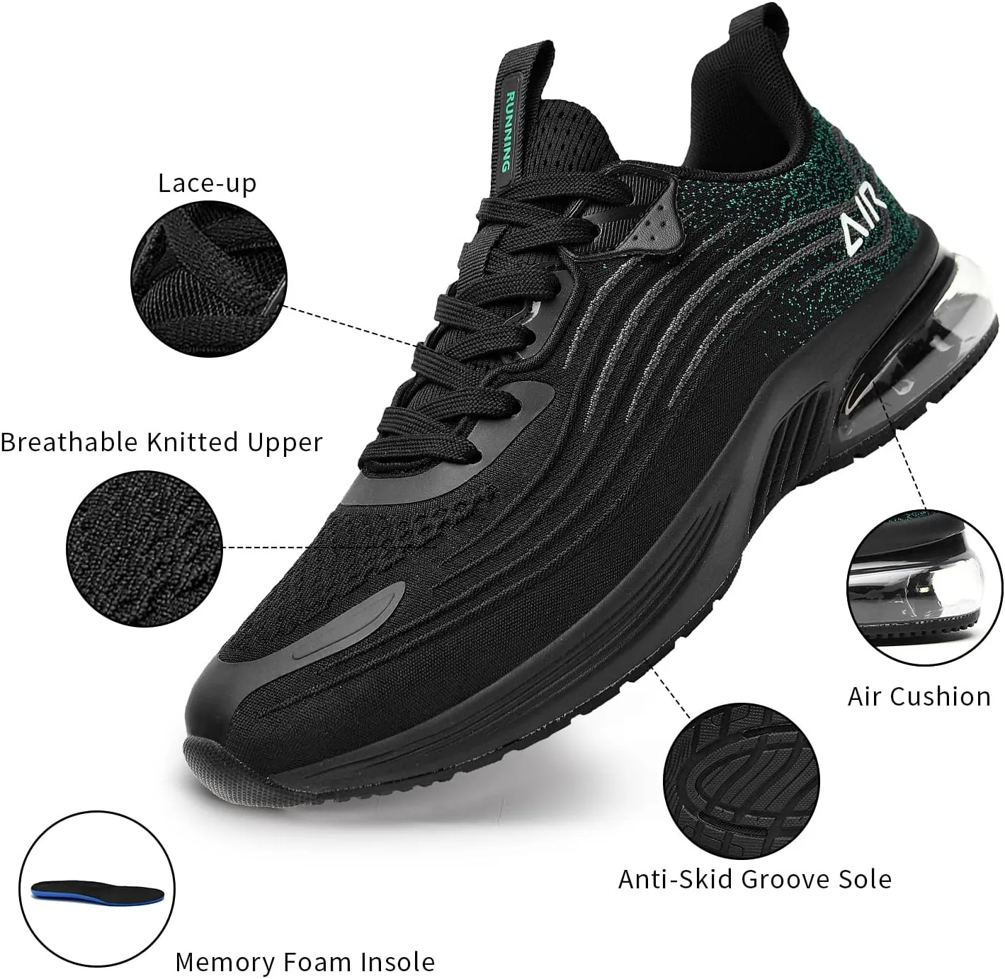 IIV Mens Air Running Shoes Casual Tennis Walking Athletic Gym Fashion Lightweight Slip On Sneakers