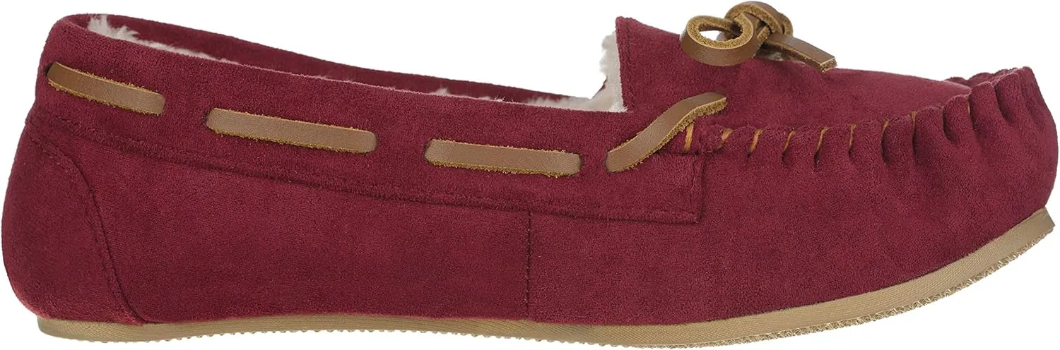 ILLUDE Women’s Moccasin Slipper Vegan Suede Faux Fur Lined Indoor Outdoor Moccasins Slip On Loafers Moccasins Shoes