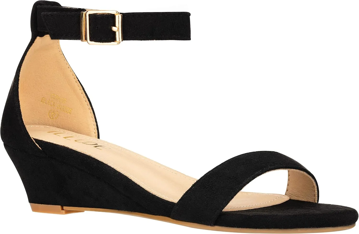 ILLUDE Women's Open Toe Ankle Strap Low Wedge Sandal Comfortable Platform Heeled Sandals