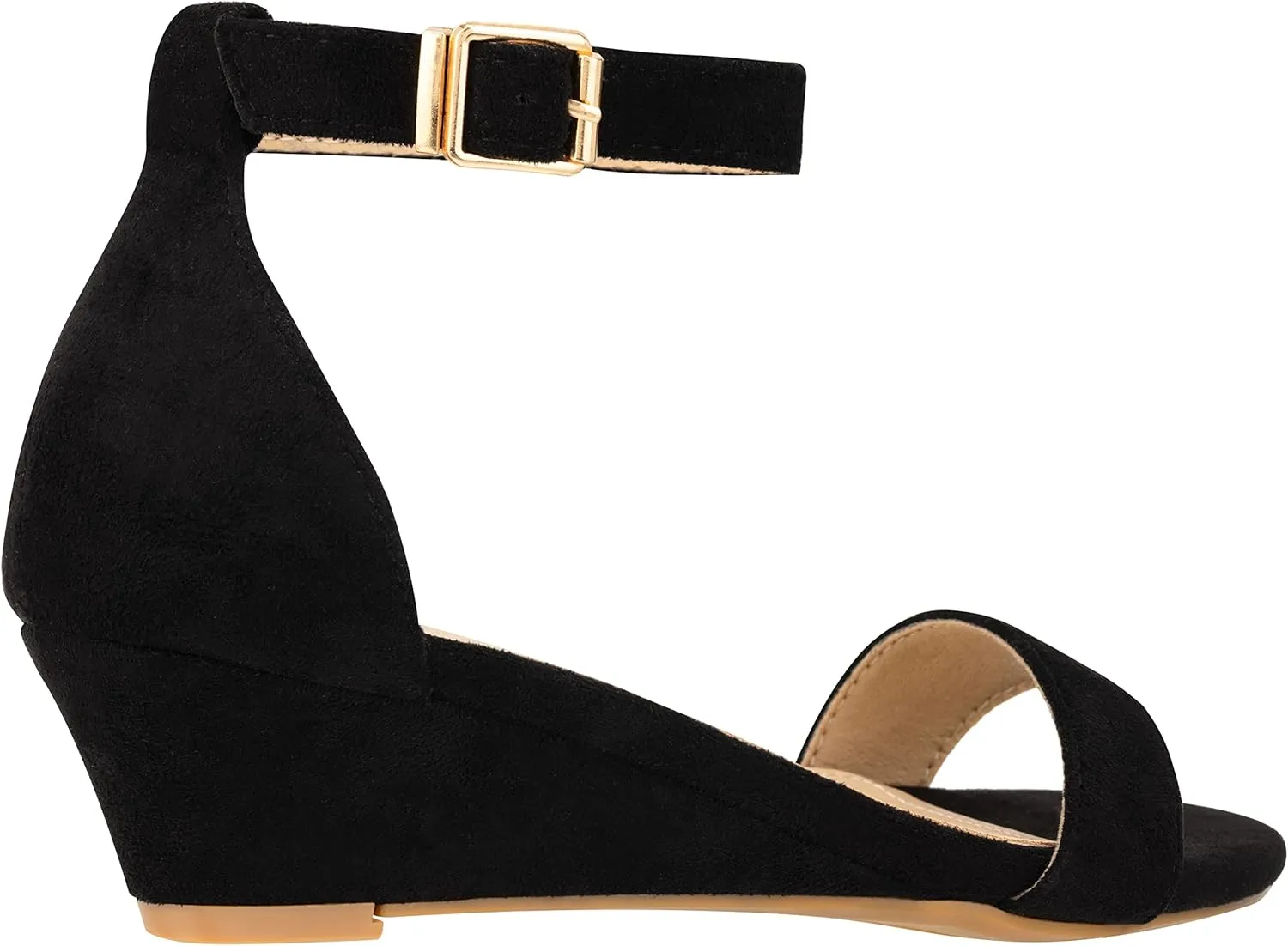 ILLUDE Women's Open Toe Ankle Strap Low Wedge Sandal Comfortable Platform Heeled Sandals
