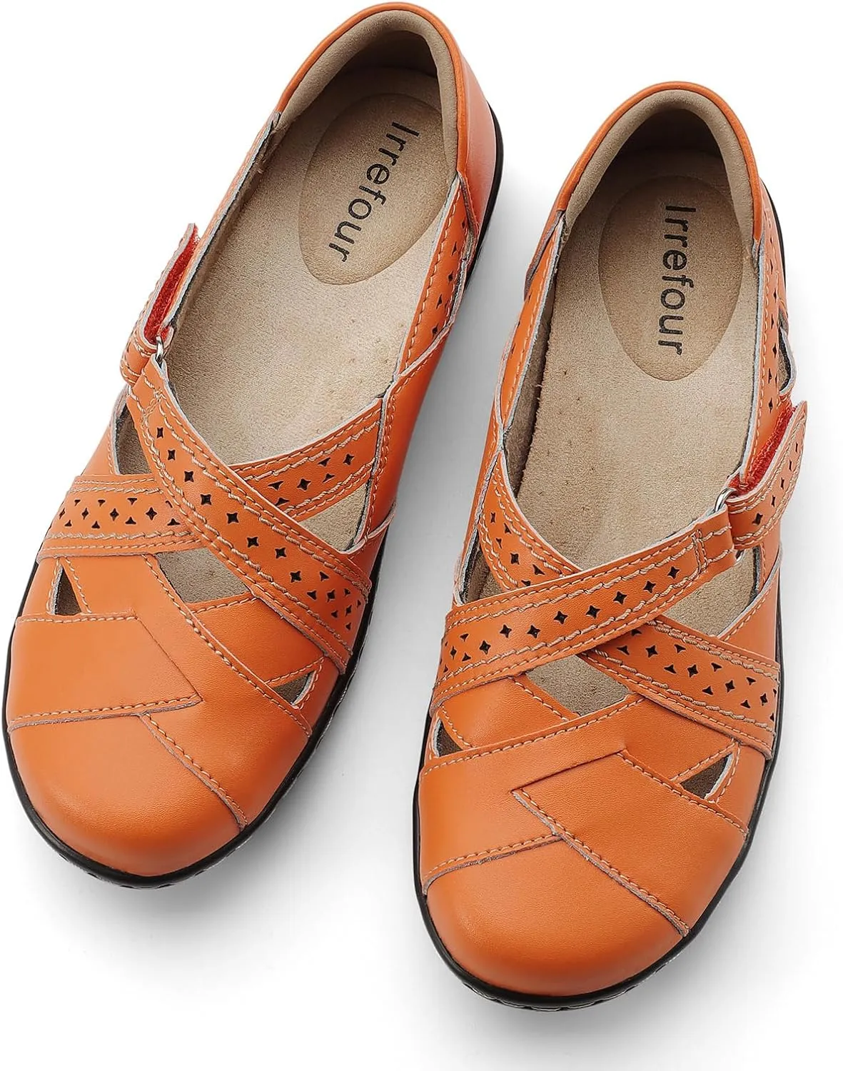 Irrefour Women's Classic Genuine Leather Casual Loafer Cute Slip-On Fashion Closed Toe Flat Sandal Comfy Work Sandal Everyday Walking Shoe
