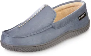 isotoner Men's Liam Microsuede Moccasin Slipper with Memory Foam, Microterry Lining, Versatile Sole