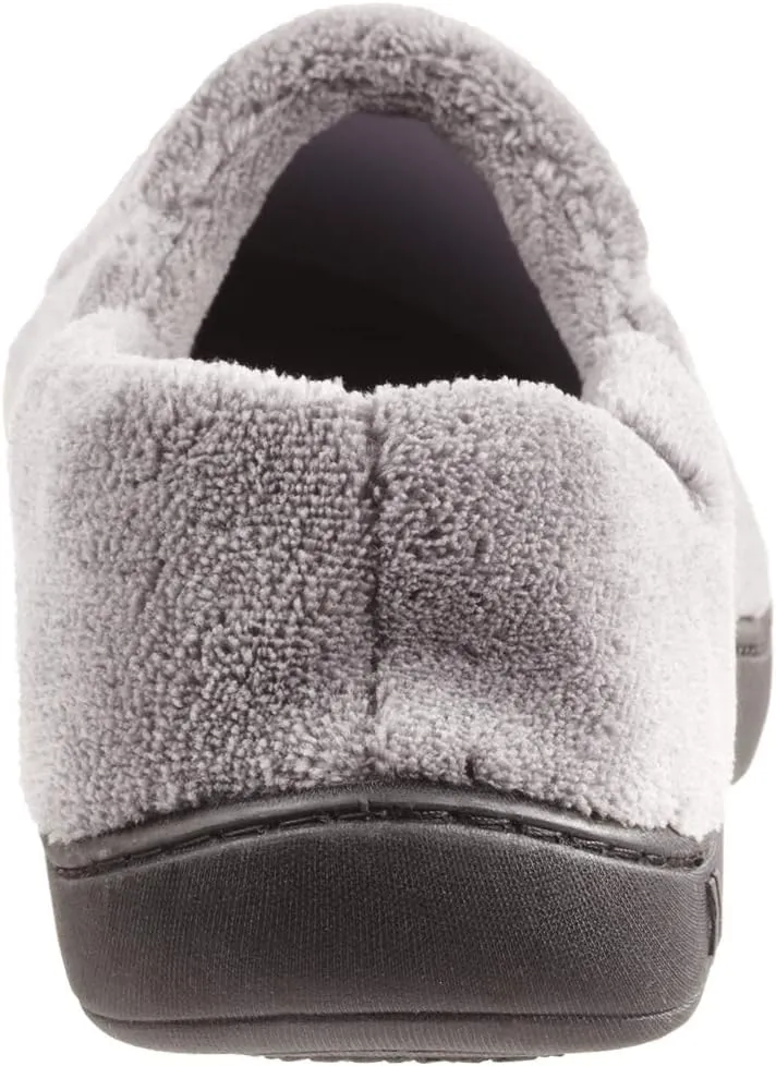 Isotoner Men's Microterry Moccasin Slipper with Memory Foam, Heel Cushion and Versatile Sole