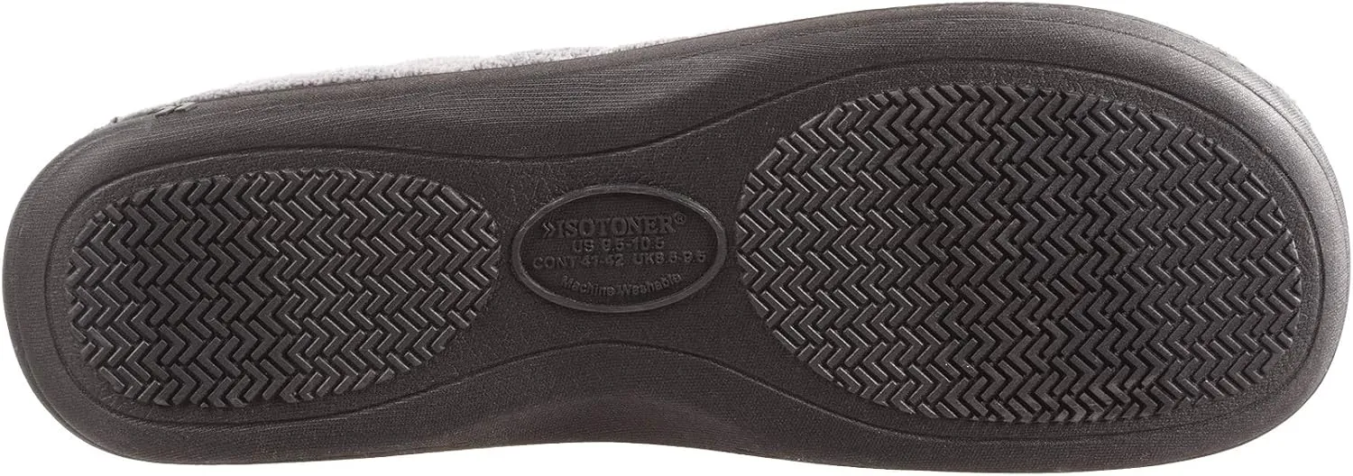 Isotoner Men's Microterry Moccasin Slipper with Memory Foam, Heel Cushion and Versatile Sole