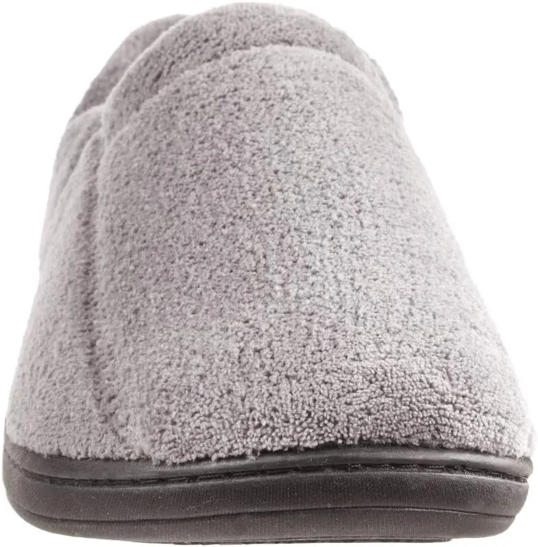 Isotoner Men's Microterry Moccasin Slipper with Memory Foam, Heel Cushion and Versatile Sole