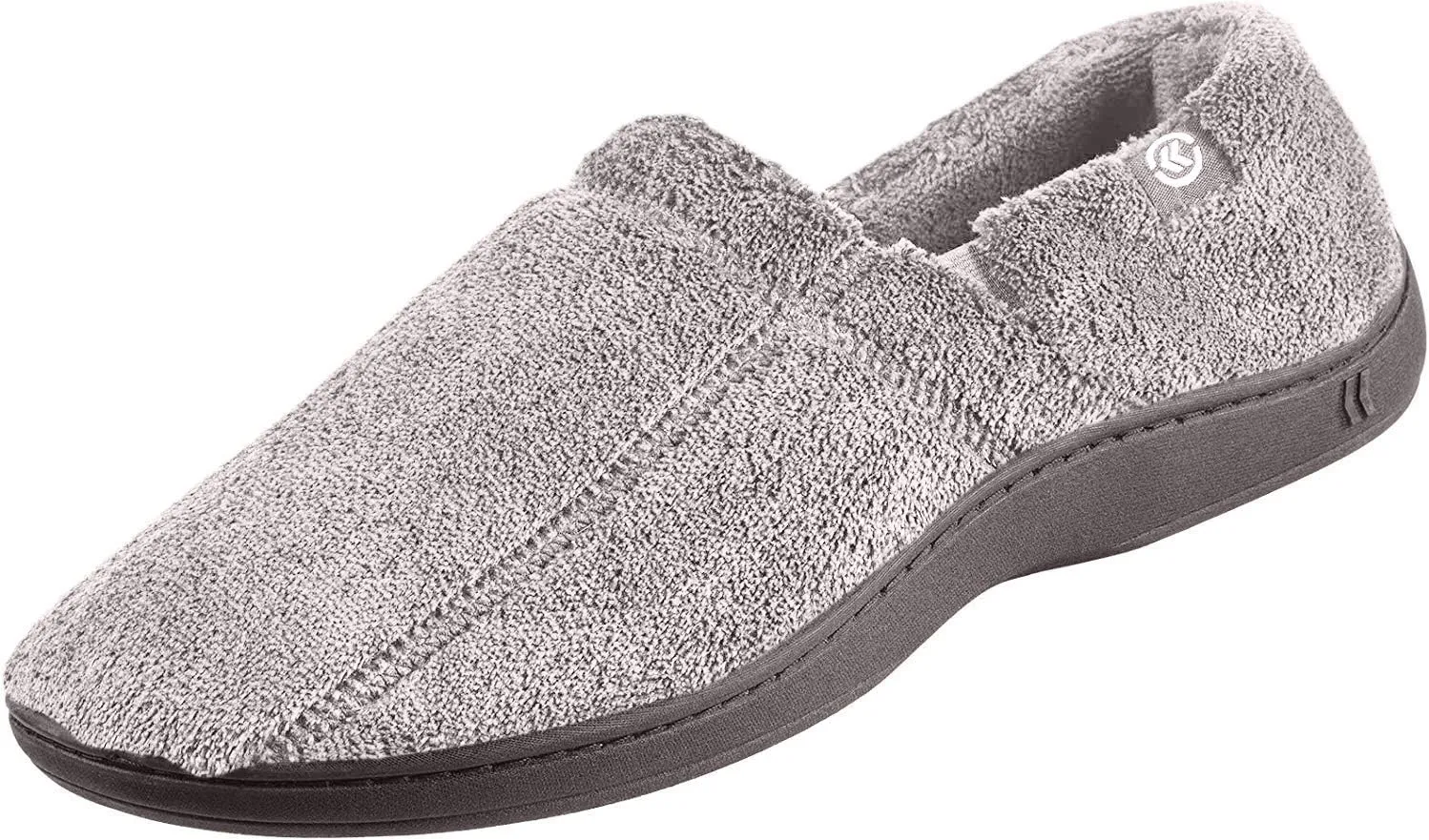 Isotoner Men's Microterry Moccasin Slipper with Memory Foam, Heel Cushion and Versatile Sole