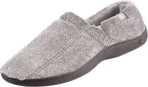 Isotoner Men's Microterry Moccasin Slipper with Memory Foam, Heel Cushion and Versatile Sole
