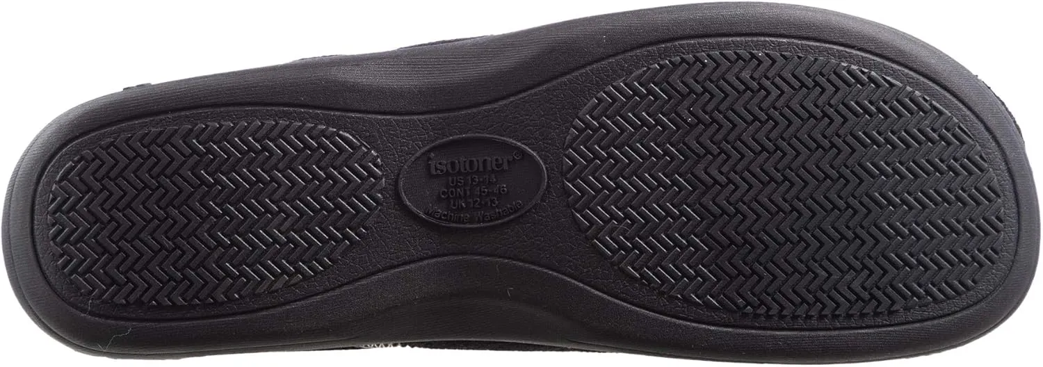 isotoner Men's Open Back Slipper with Memory Foam and Indoor/Outdoor Sole