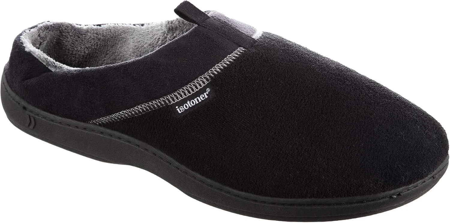 isotoner Men's Open Back Slipper with Memory Foam and Indoor/Outdoor Sole