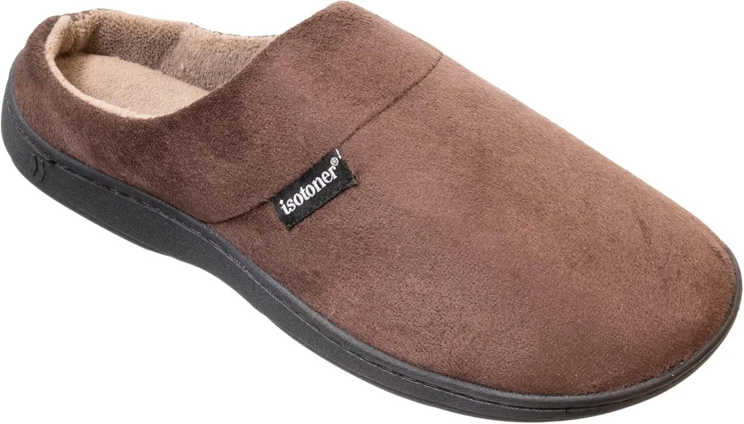 isotoner Men's Open Back Slipper with Memory Foam and Indoor/Outdoor Sole