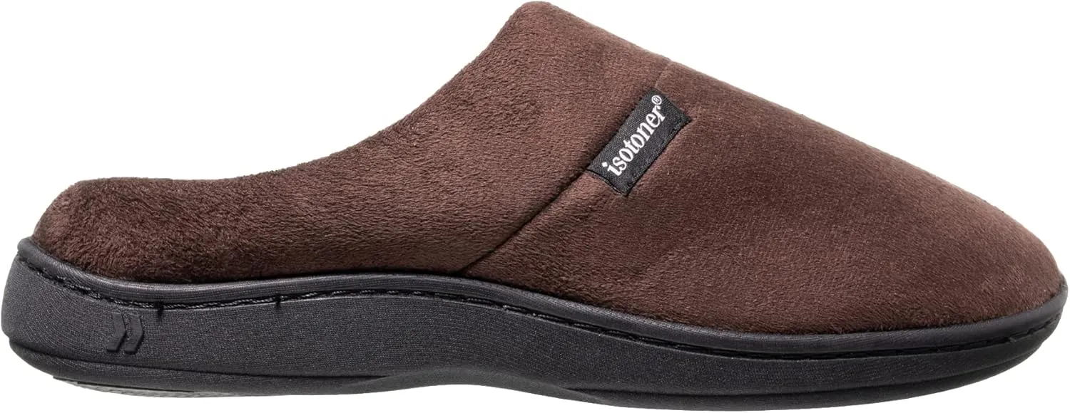 isotoner Men's Open Back Slipper with Memory Foam and Indoor/Outdoor Sole