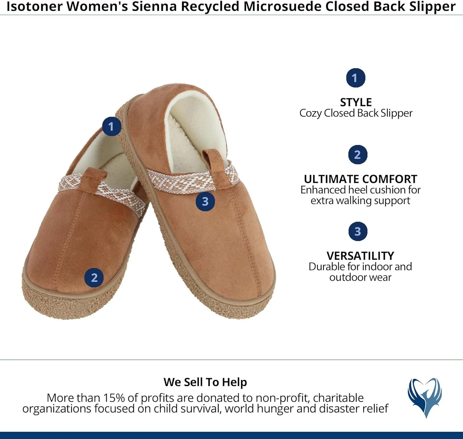 isotoner Women's Sienna Recycled Microsuede Closed Back Slipper