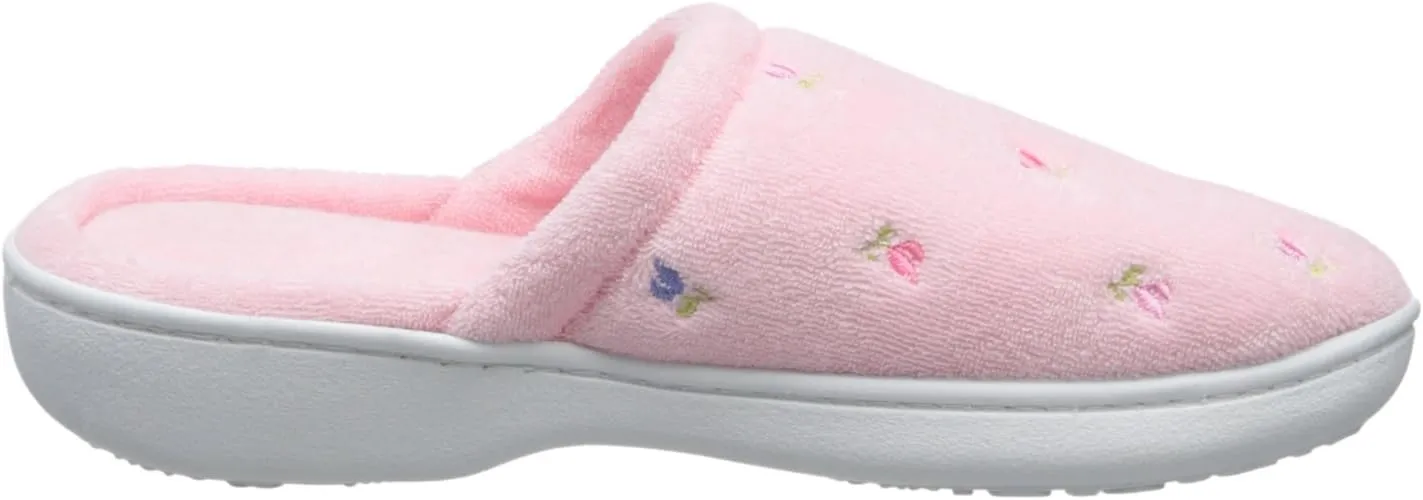 isotoner Women's Signature Terry Floral-Embroidered Slipper