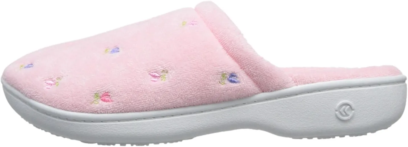isotoner Women's Signature Terry Floral-Embroidered Slipper