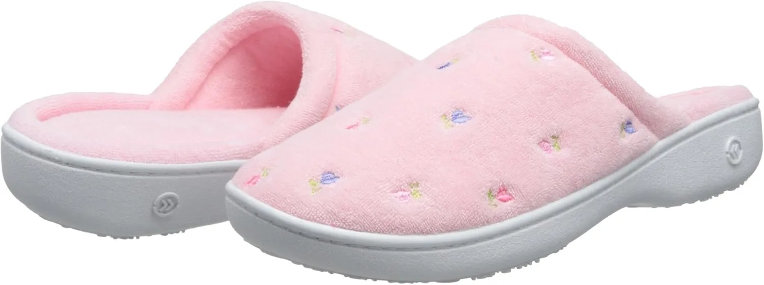 isotoner Women's Signature Terry Floral-Embroidered Slipper