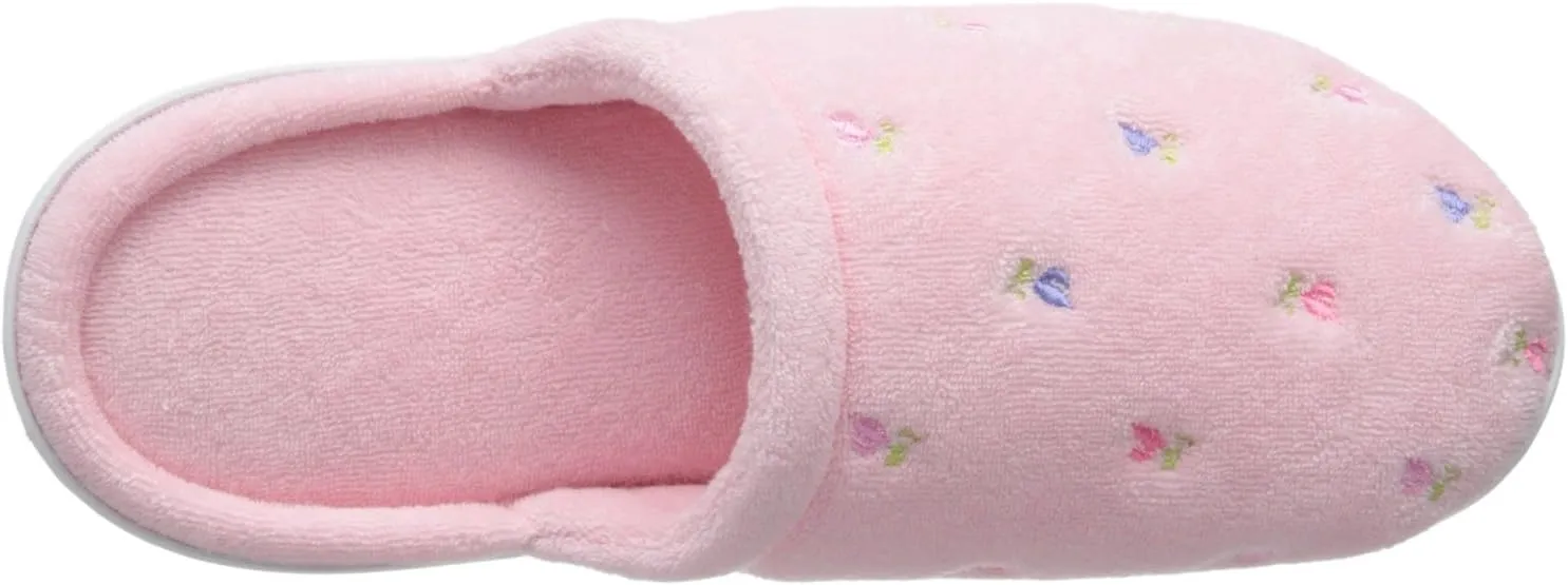isotoner Women's Signature Terry Floral-Embroidered Slipper