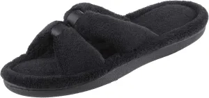 isotoner Women's Signature X-Slide Slipper, Satin Trim with Memory Foam