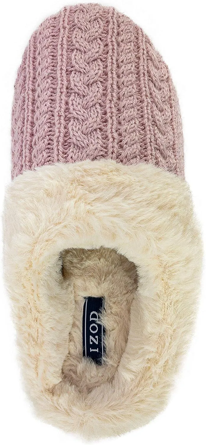 IZOD Women's Memory Foam Slippers, Winter Warm Slip On Scuff Clogs, Women's Size 5 to 12