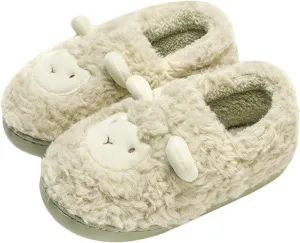 JadeRich Women's Cute Animal Slippers Winter Warm Fuzzy Plush House Slipper Cartoon Sheep Indoor Shoes
