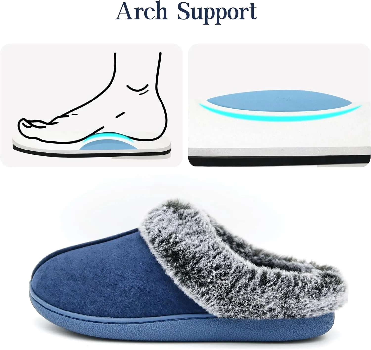 Jerzmy Fuzzy Slippers for Women, Memory Foam Cushion Womens House Slippers Suede Fluffy Faux Fur Lining Comfy Home Shoes for Indoor Outdoor Bedroom Garden Winter
