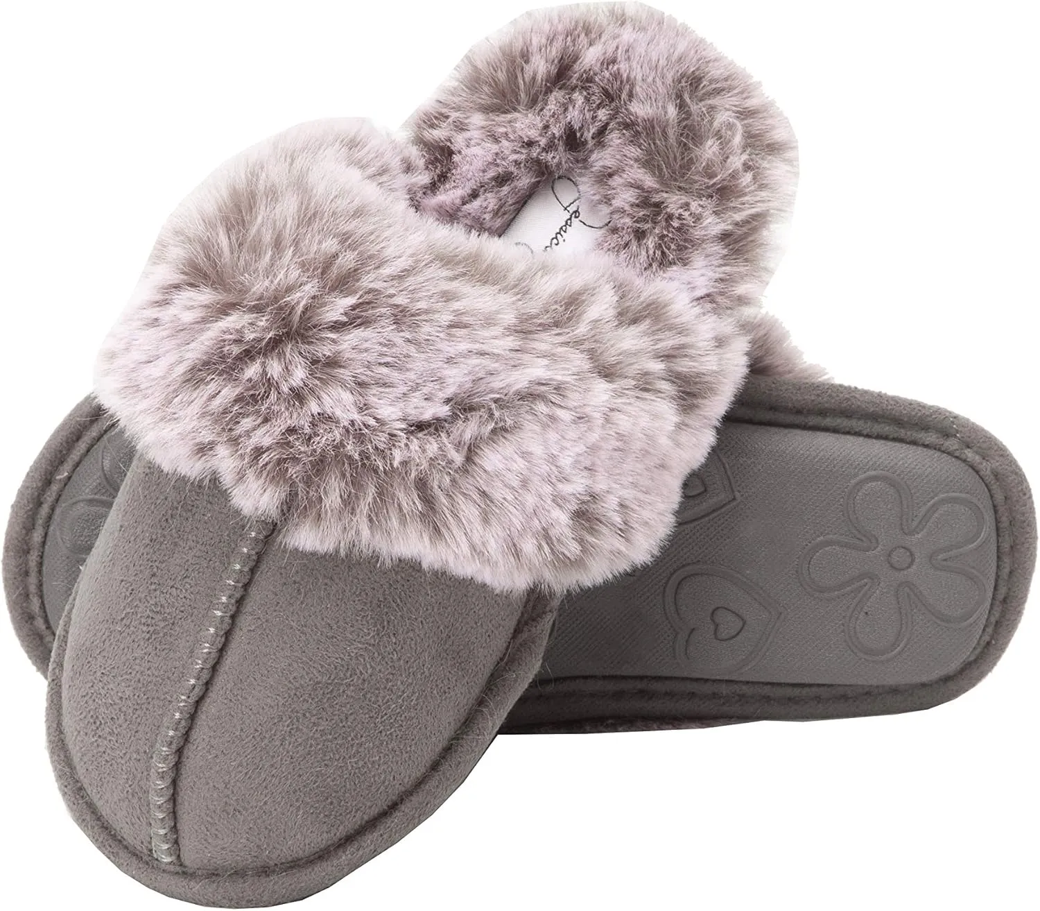 Jessica Simpson Girls Comfy Slippers - Cute Faux Fur Slip-on Shoes Memory Foam House Slipper