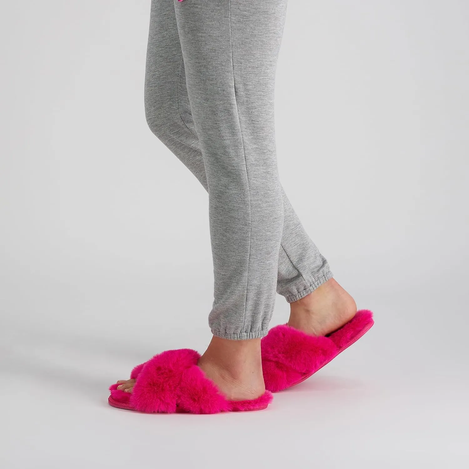 Jessica Simpson Women's Fashion Faux Feather Slide-On Memory Foam Slipper