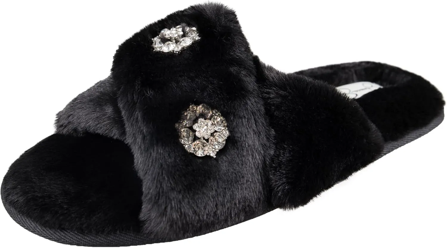 Jessica Simpson Women's Fashion Faux Feather Slide-On Memory Foam Slipper