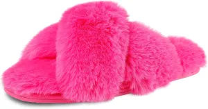Jessica Simpson Women's Fashion Faux Feather Slide-On Memory Foam Slipper