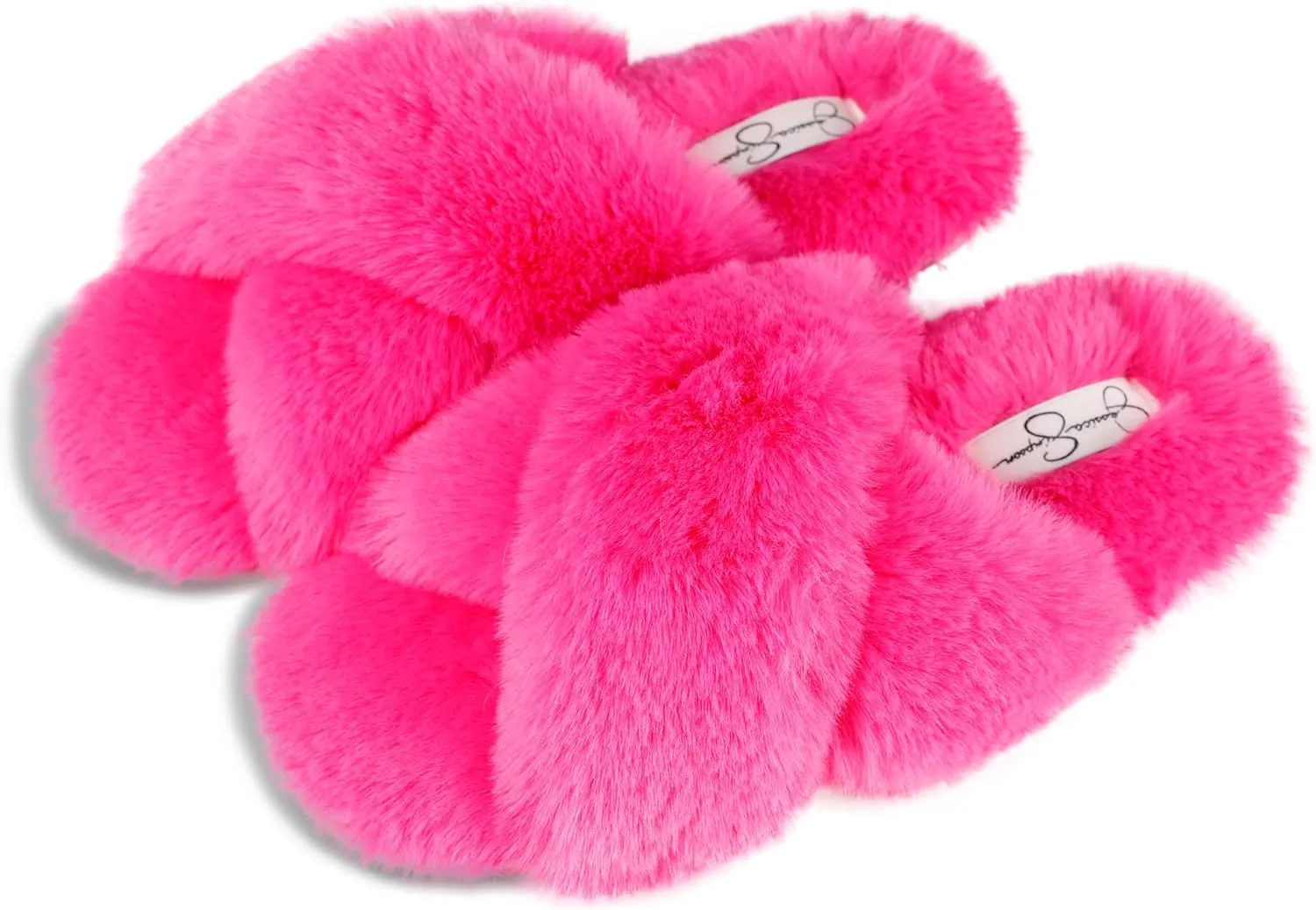 Jessica Simpson Women's Fashion Faux Feather Slide-On Memory Foam Slipper