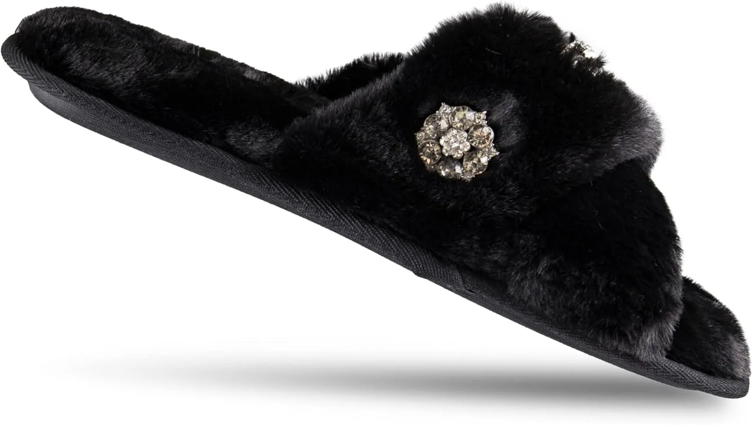 Jessica Simpson Women's Fashion Faux Feather Slide-On Memory Foam Slipper