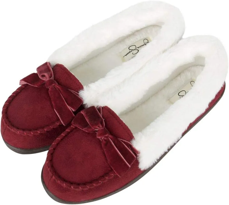 Jessica Simpson Women's Micro Suede Moccasin Indoor Outdoor Slipper Shoe