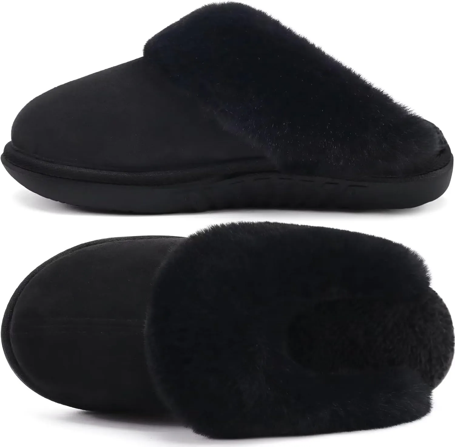 jiajiale Women's Memory Foam Slippers Ladies Slip On Arch Support Suede Scuff Slipper Cozy Fuzzy Faux Fur Winter House Shoes Indoor Outdoor