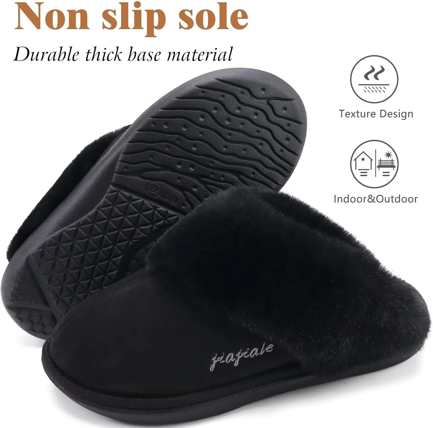 jiajiale Women's Memory Foam Slippers Ladies Slip On Arch Support Suede Scuff Slipper Cozy Fuzzy Faux Fur Winter House Shoes Indoor Outdoor