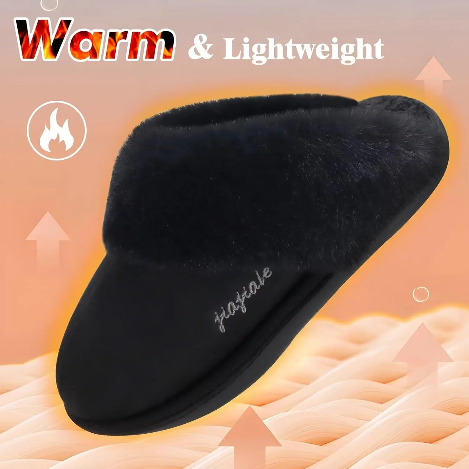 jiajiale Women's Memory Foam Slippers Ladies Slip On Arch Support Suede Scuff Slipper Cozy Fuzzy Faux Fur Winter House Shoes Indoor Outdoor