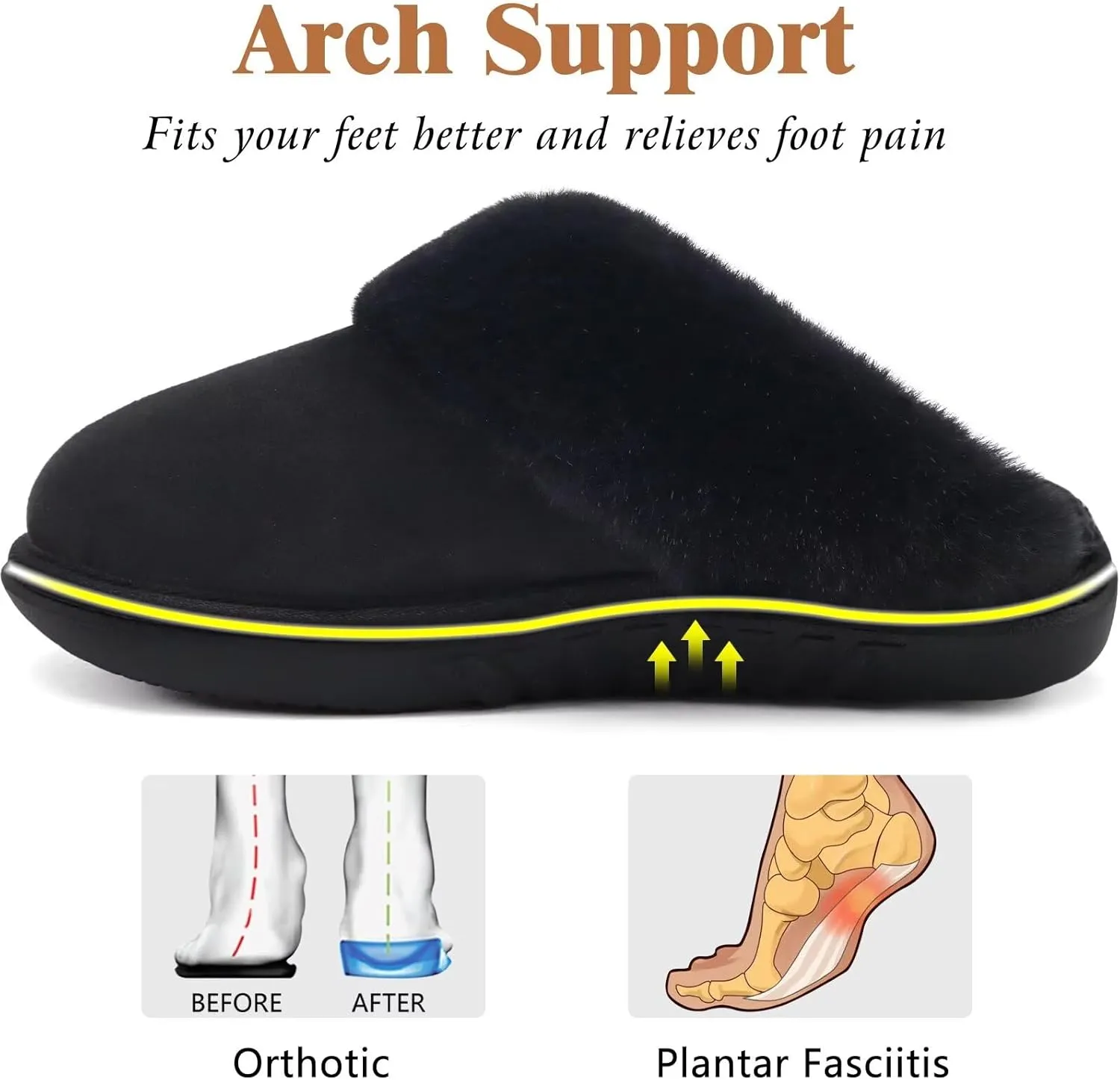 jiajiale Women's Memory Foam Slippers Ladies Slip On Arch Support Suede Scuff Slipper Cozy Fuzzy Faux Fur Winter House Shoes Indoor Outdoor