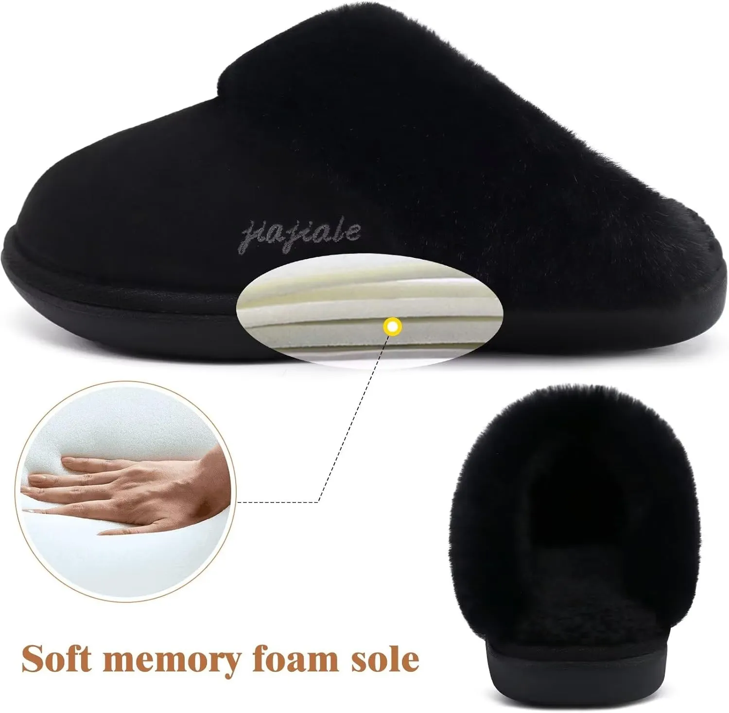jiajiale Women's Memory Foam Slippers Ladies Slip On Arch Support Suede Scuff Slipper Cozy Fuzzy Faux Fur Winter House Shoes Indoor Outdoor