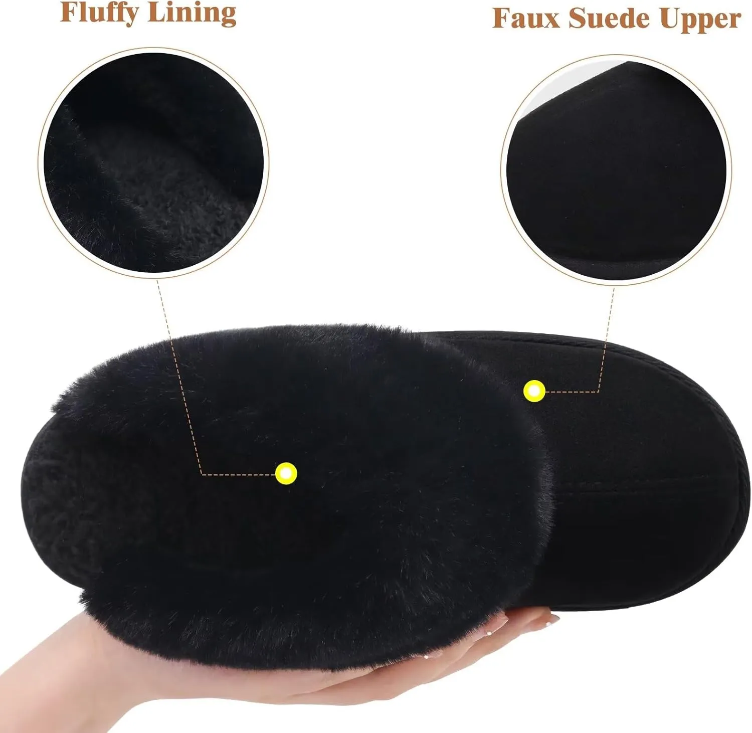 jiajiale Women's Memory Foam Slippers Ladies Slip On Arch Support Suede Scuff Slipper Cozy Fuzzy Faux Fur Winter House Shoes Indoor Outdoor