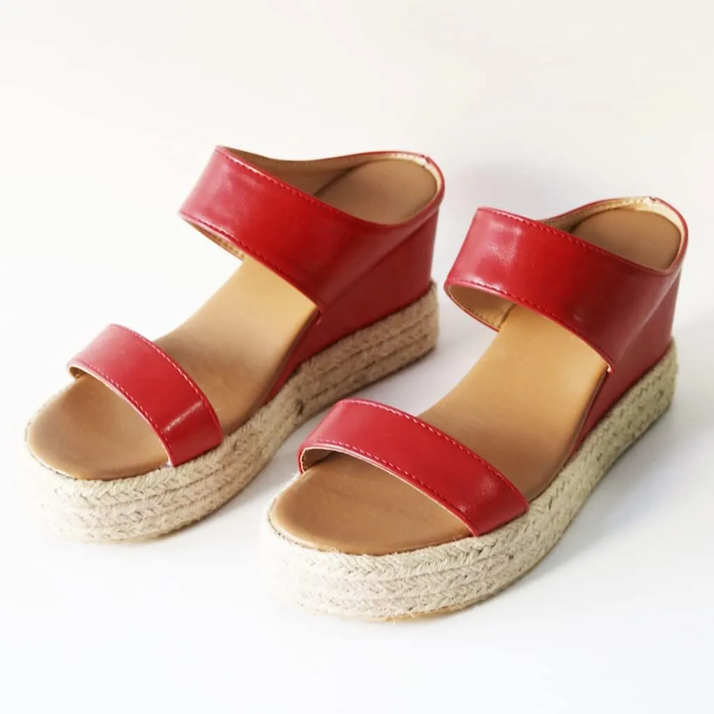 JITUUE Women's Open Toes Straps Wedge Slippers Sandals Low Heels Hemp Rope Casual Ankle Slingback Dress Shoes