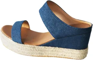 JITUUE Women's Open Toes Straps Wedge Slippers Sandals Low Heels Hemp Rope Casual Ankle Slingback Dress Shoes
