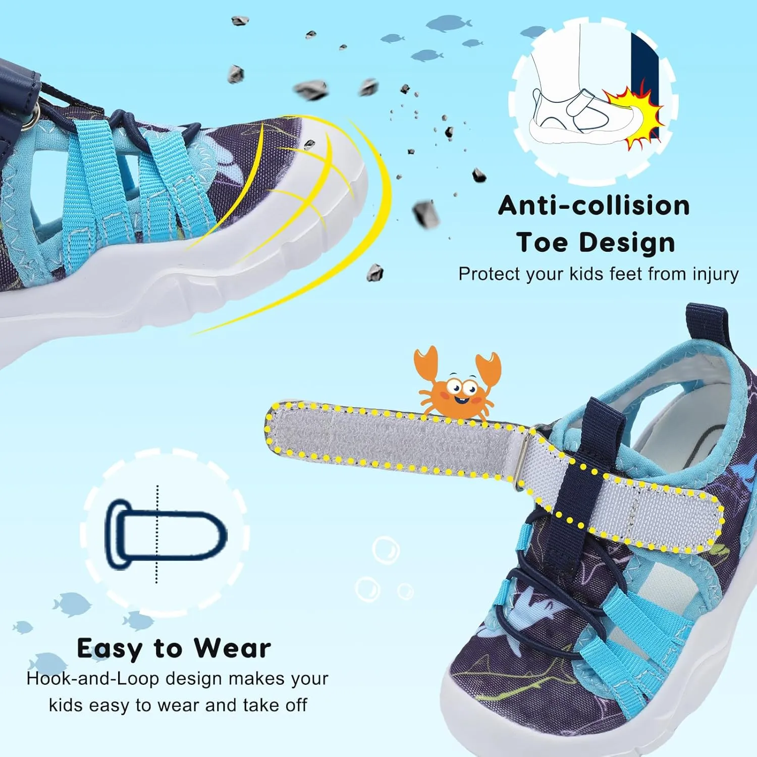 JOINFREE Toddler Boys Girls Water Shoes Breathable Qucik Dry Sport Beach Sandals Lightweight Barefoot Flexible