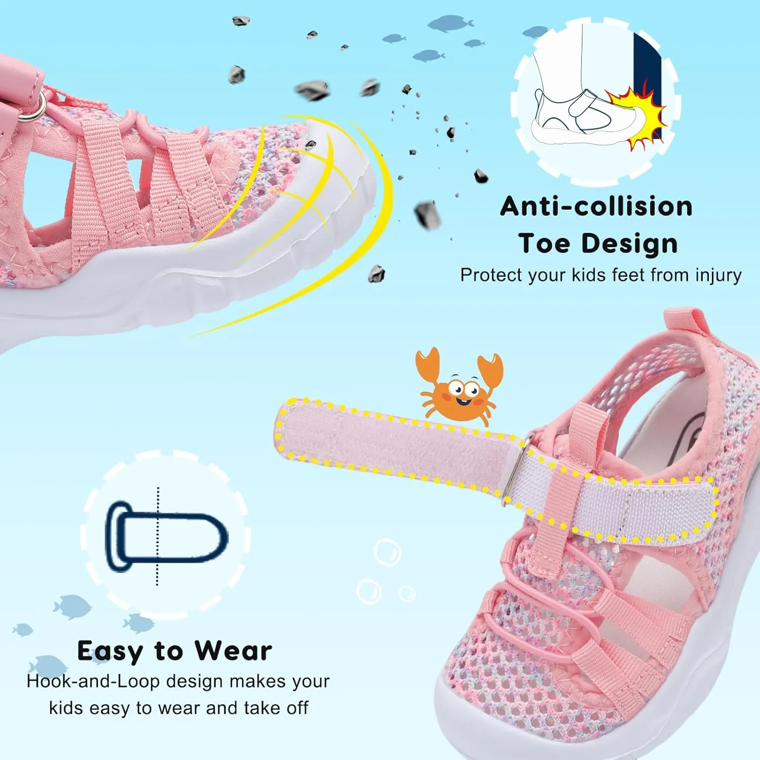 JOINFREE Toddler Boys Girls Water Shoes Breathable Qucik Dry Sport Beach Sandals Lightweight Barefoot Flexible