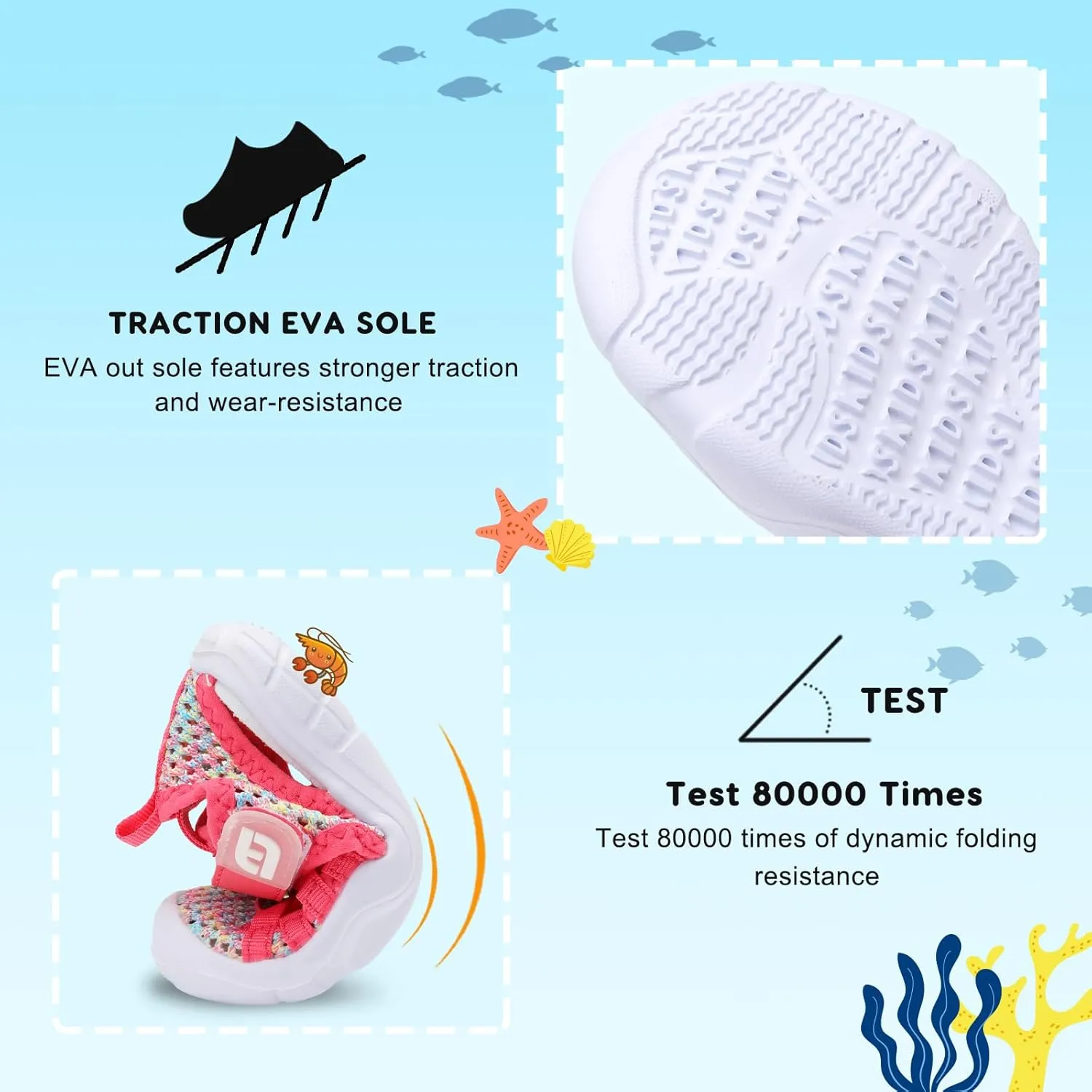 JOINFREE Toddler Boys Girls Water Shoes Breathable Qucik Dry Sport Beach Sandals Lightweight Barefoot Flexible