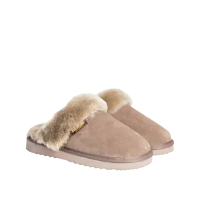 Juliet Sheepskin & Suede Slide Ladies Slipper - Stone