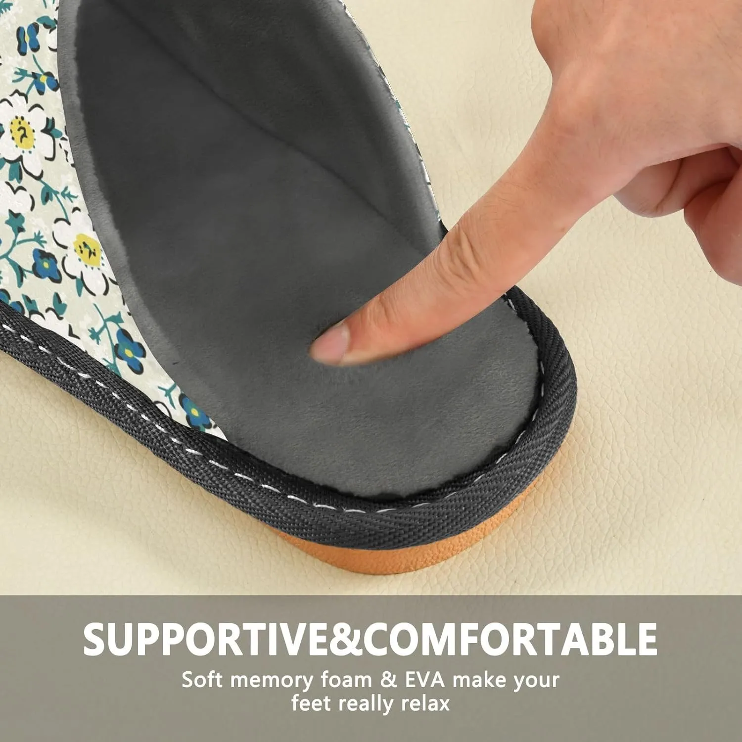 junzan Tiny Flowers Women Slippers Slippers For Womens Womens House Shoes Memory Foam Woman'S House Slippers Room Slippers