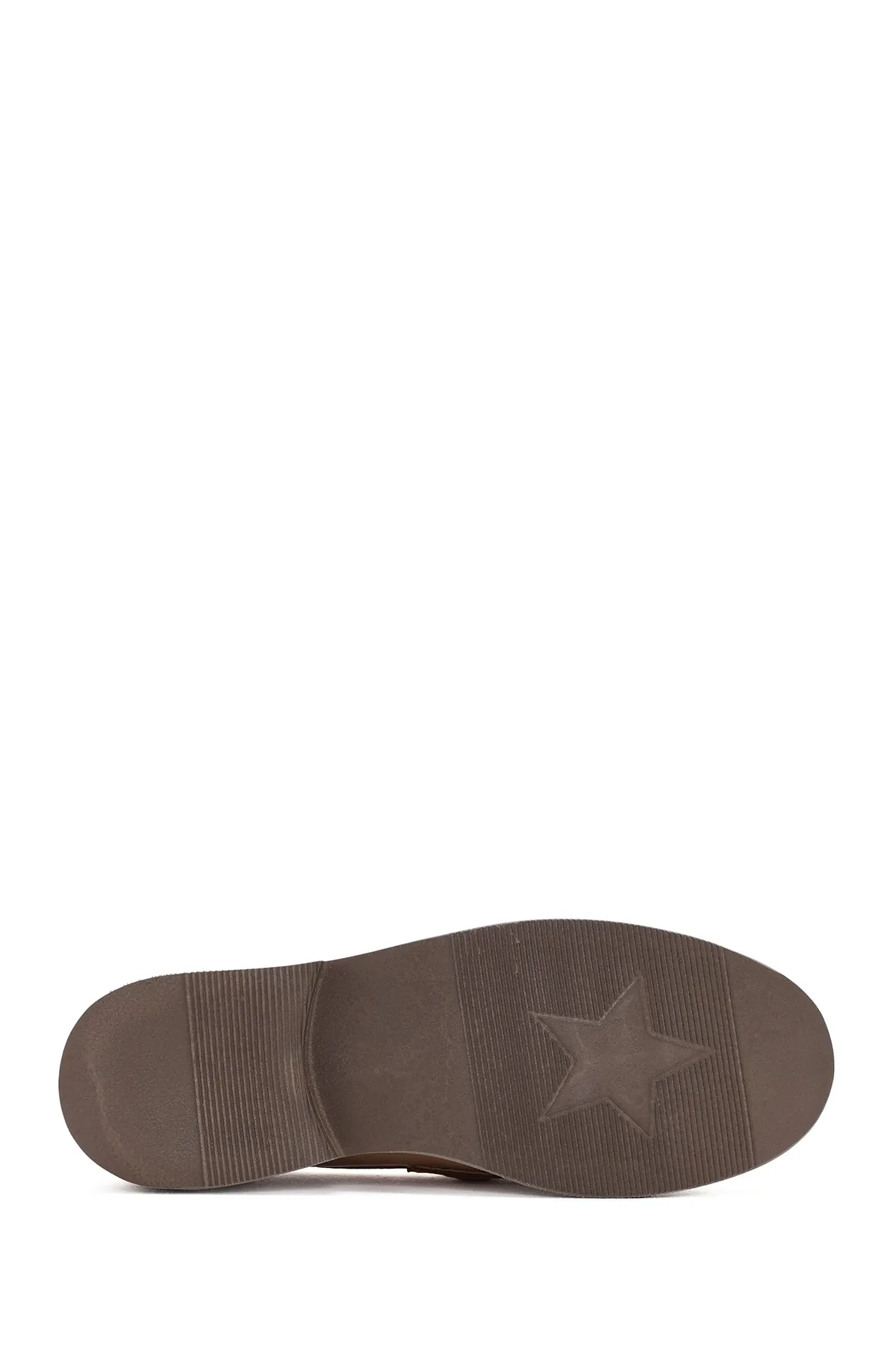 Kadın Bej Deri Maskülen Loafer