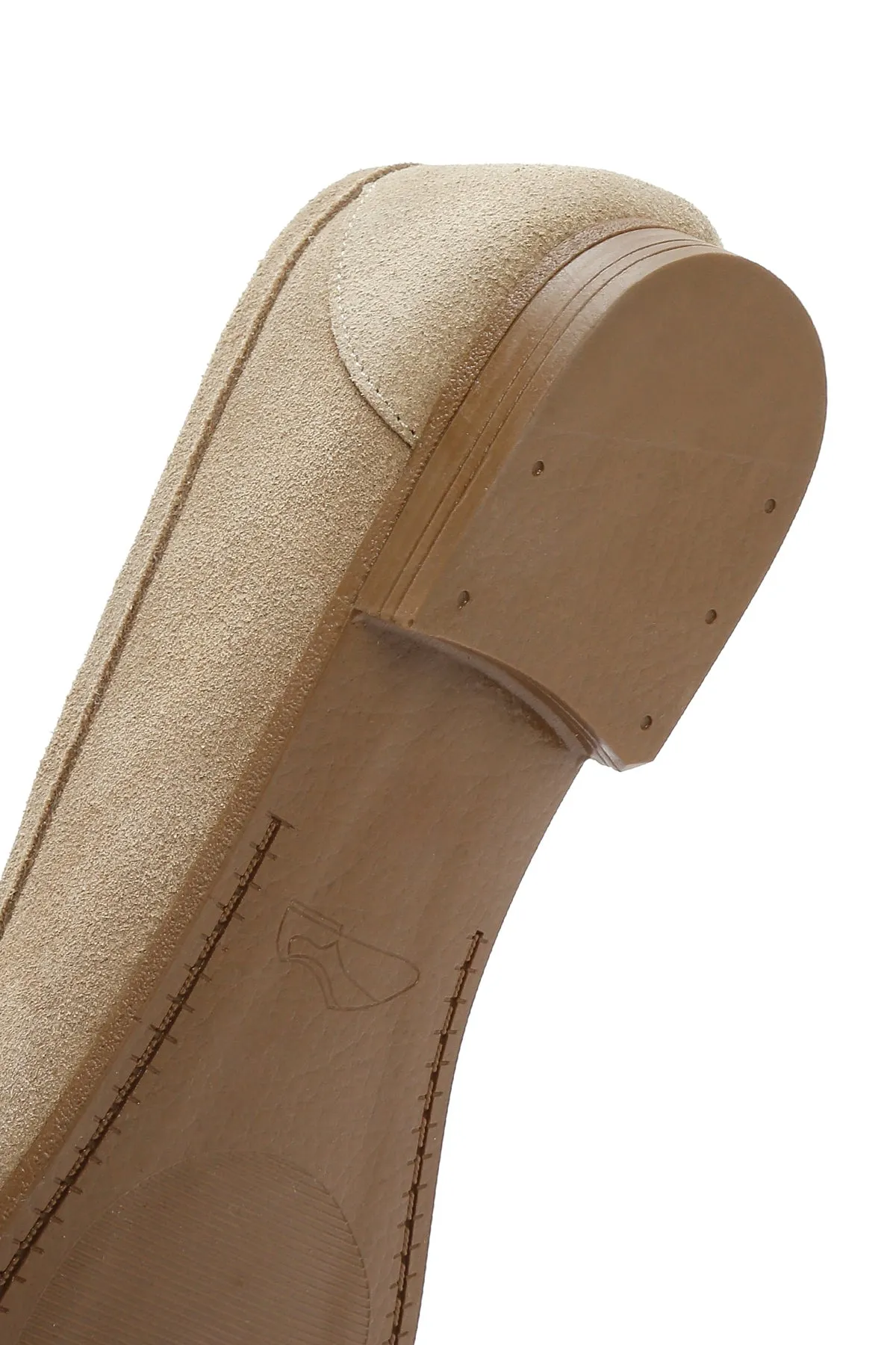 Kadın Bej Süet Deri Maskülen Loafer