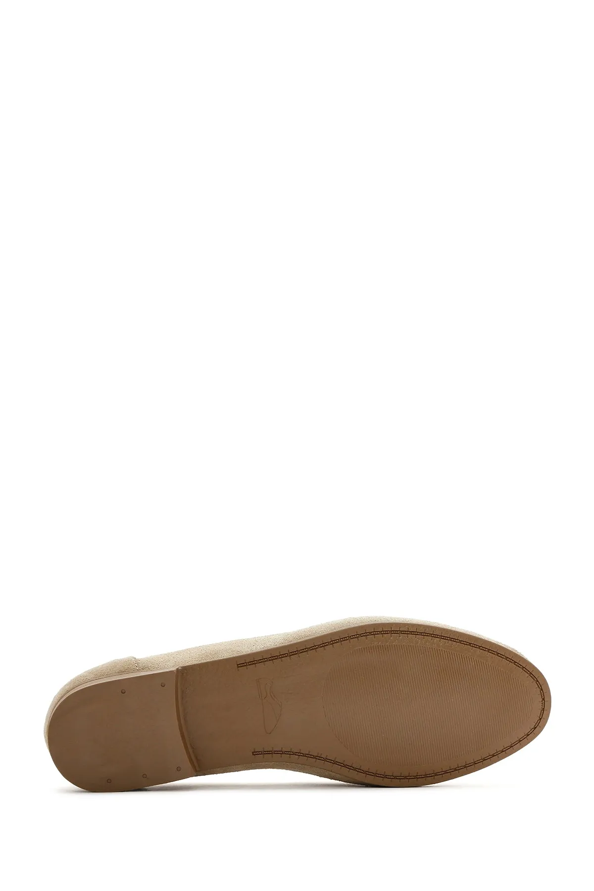 Kadın Bej Süet Deri Maskülen Loafer