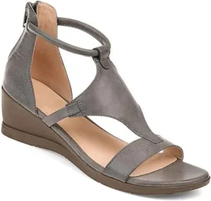 KCTRFSJ Libiyi Women's Ultra-Comfy Orthotic Sandals with Back Zipper,Gladiator Wedge Arch Support Sandals Ankle Strap Fish Mouth Open Toe Sandals