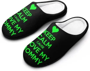 Keep Calm Love My Mommy Men's Cotton Slipper House Warm Shoes Adult Slip On Soft Memory Foam for Indoor Outdoor